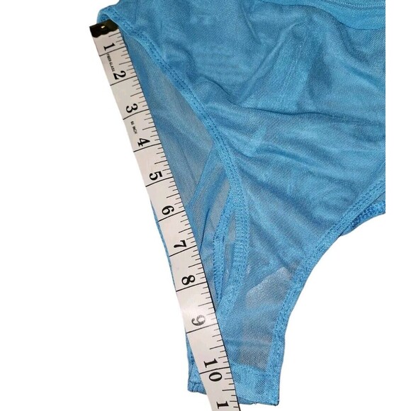 Princess Polly Ethereal Sheer Bodysuit Womens Size 4 Mesh Delany Aqua Blue NWT - Picture 9 of 9